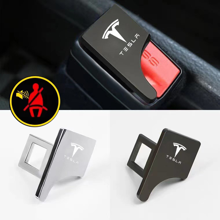 Tesla Model3 S X Yเบาะนั่งรถนิรภัยเข็มขัดนิรภัยเข็มขัดคลิปโลหะแทรกการ์ดอัตโนมัติที่นั่งภายในเบาะเตือน