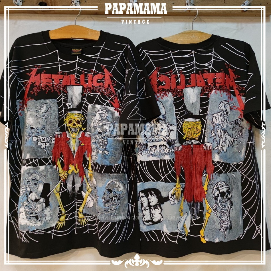 [ Metallica ] @1992  แมงมุง ผ้ า100 ผ้าดำ ฟอกนุ่ม เสื้อวงร๊อค เมทัลลิก้า วินเทจ papamama vintage