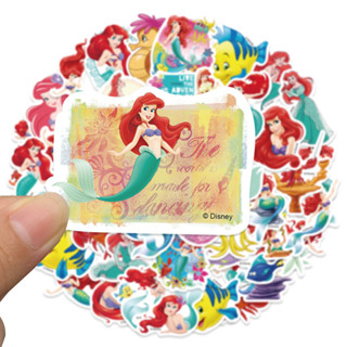 💥พร้อมส่ง💥ของแท้100%Disney Princess sticker The Little Mermaid เงือกน้อย ดิสนี่ย์ ปริ๊นเซส 50แผ่น กันน้ำ สติ๊กเกอร์  美人魚