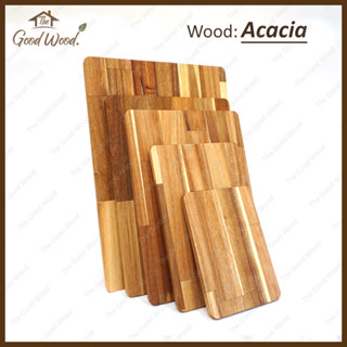 เขียงไม้ Acacia ผลิตจากไม้แท้ธรรมชาติ 100% ใช้สำหรับหั่นอาหาร หรือเสิร์ฟอาหาร ตกแต่งห้องครัว ไม้จริง ลายสวยงาม