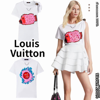 Louis Vuitton/LV x YK - เสื้อยืดแขนสั้นพิมพ์ลาย Sun/ของแท้ 100%