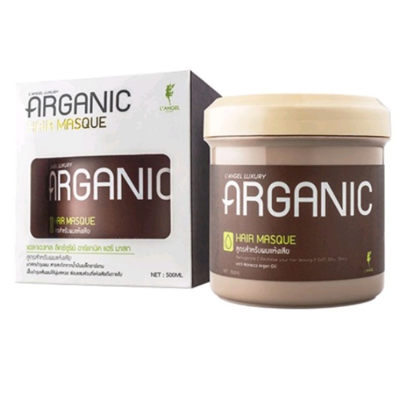 L'ANGEL ARGANIC HAIR MASQUE แอลแองเจิล แฮร์ มาร์ค สำหรับผมทำสีและแห้งเสีย ปริมาณ 500 มล.