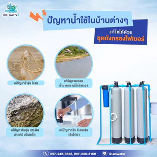 [*โค้ดส่วนลด*โปรพิเศษถัง Aquatek🇺🇸] ชุดถังกรองน้ำใช้ 10" ถังกรองไฟเบอร์+สารกรอง+กระบอกฟ้า HS 20“(ชุดกรองน้ำใช้)
