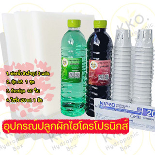 ชุด Accessory  อุปกรณ์ปลูกผักไฮโดรโปนิกส์ ปุ๋ยAB สูตรทนด่าง EDDHA