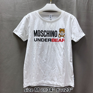 Sale ! Moschino tee T-shirt เสื้อยืด มอสชิโน่ under bear M ผู้หญิง ของแท้ สีขาว แบรนด์เนม แขนสั้น น่ารัก