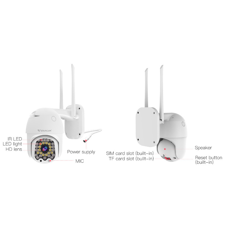 Vstarcam CG664 ( ใส่ซิมได้ 3G/4G ) กล้องวงจรปิดไร้สาย Outdoor ความละเอียด 3MP(1296P) ภาพสี มีAI+ สัญญาณเตือน