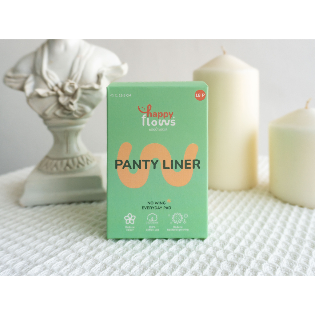 Happy Flows Panty Liner/แผ่นอนามัยสมุนไพรจีน ยาว 15.5 เซนติเมตร ลดกลิ่น