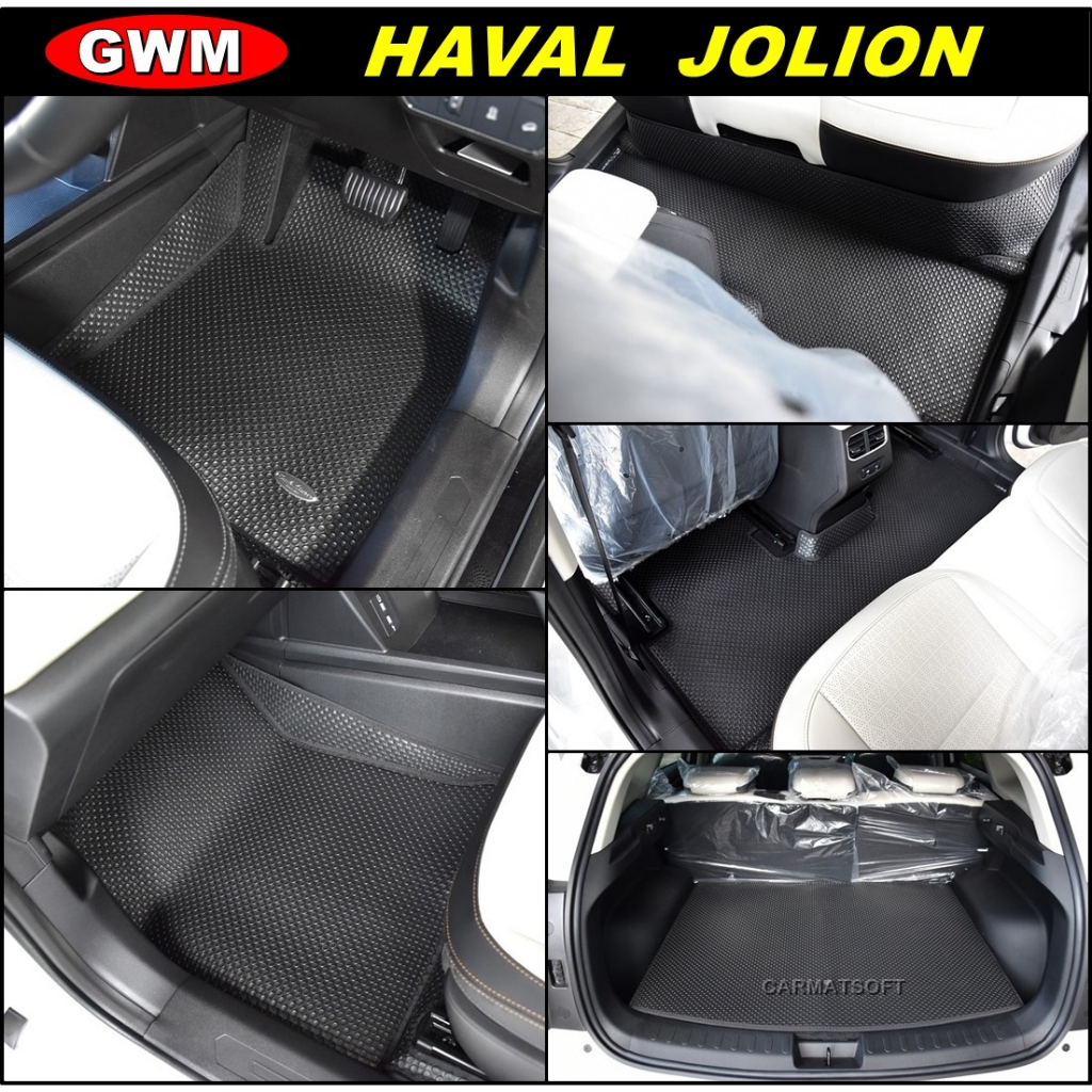 ยางปูพื้นรถยนต์  GWM HAVAL JOLION ลายกระดุมเม็ดเล็กPVC ภายใน+แผ่นท้าย 15ชิ้น