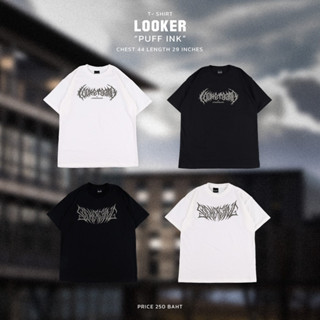 9%Clothing-เสื้อยืดทรงโอเวอร์ไซส์ เสื้อคอกลม โลโก้สกรีนนูน (Looker100%)