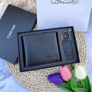 ส่งฟรี💥 Set กระเป๋าสตางค์ &amp; พวงกุญแจ Calvin klein แท้💯 สีดำ ผู้ชาย ของขวัญ สุดคุ้ม