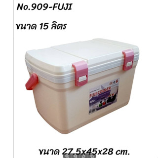 กระติกน้ำแข็ง FUJI อย่างหนา ขนาด27.5*45*28ซม แบบพกพา NO.909 พร้อมช่องเสียบหลอดดูด ความจุ 15ลิตร แบรนด์ Denki