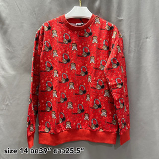 SALE!! Moschino sweatshirt bear  เสื้อมอสชิโน่ ลายหมี น่ารัก เสื้อ แขนยาว สีแดง ของแท้ หูฟัง เด็กโต ผู้หญิง แบรนด์เนม