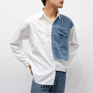 Half jean shirt เสื้อเชิ้ตผสมยีนส์