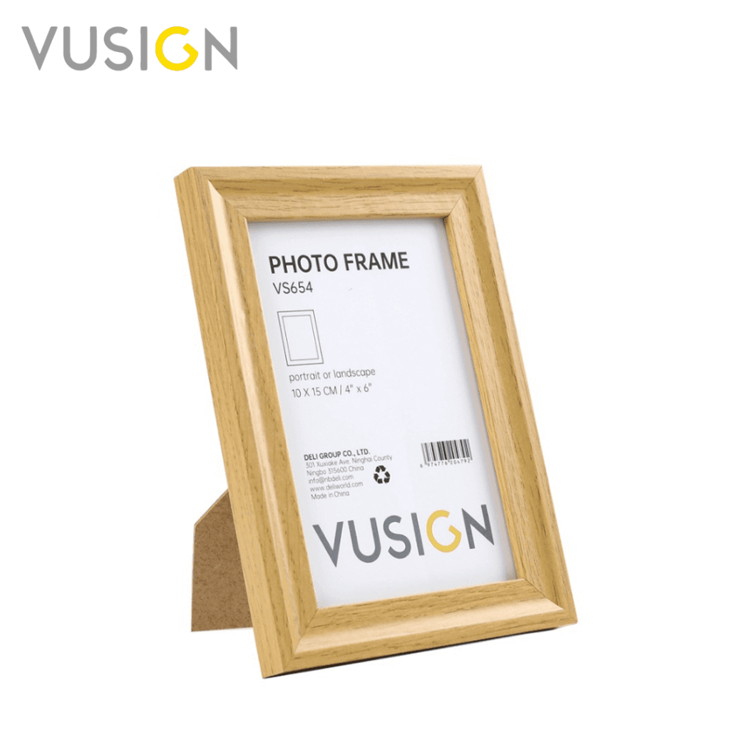 Vusign กรอบรูป กรอบรูปมินิมอล กรอบรูปไม้ มีขาตั้งและแขวนผนัง กรอบรูปตั้งโต๊ะ มีให้เลือกถึง 3 สี 4 ขน