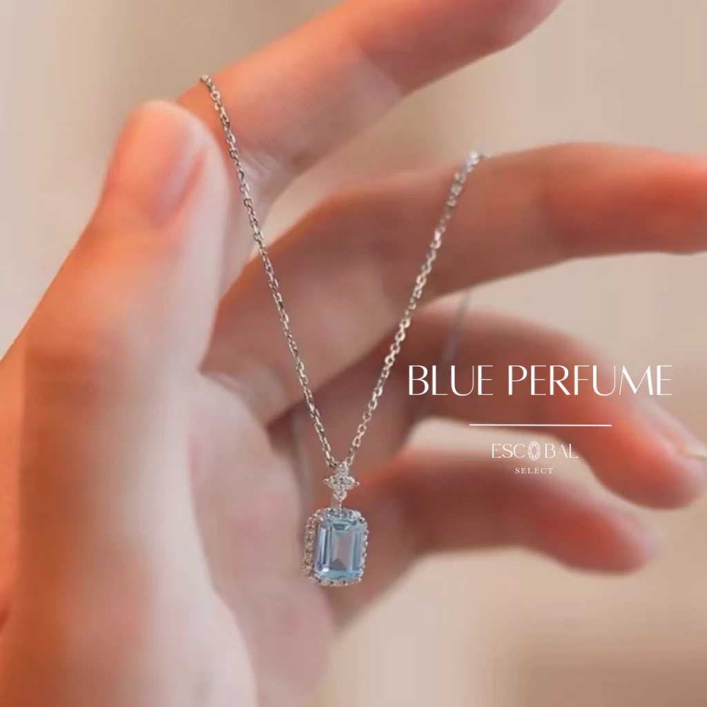 ESCOBAL สร้อยคอเงินแท้ Blue Perfume สร้อยพลอย ของขวัญให้แฟน ดีไซน์สุดหรู สวยหรูนำโชคลาภ วาเลนไทน์