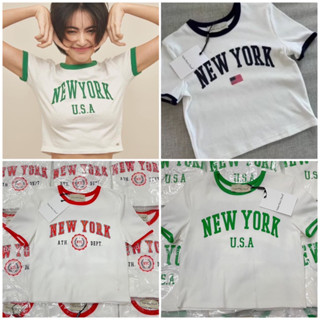 💫New💫(พร้อมส่ง)🏷️ Valen NY Crop เสื้อครอปผ้าร่อง แขนกุ๊นขอบ