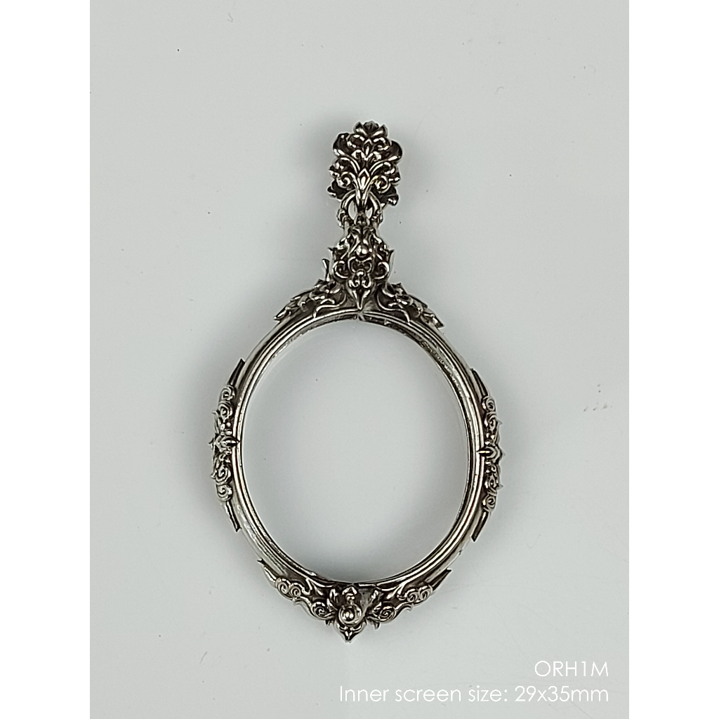 ORH1MWhitebrass Orahan1M Oval amulet casing 29x35mm กรอบพระไวท์บราส รูปไข่