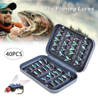 40 ชิ้น/กล่อง Fly Fishing Lure  Scud Fly Bug หนอนปลาเทราท์ตกปลาแมลงวันชุดประดิษฐ์แมลงเหยื่อตกปลาเหยื่อล่อกับกล่อง