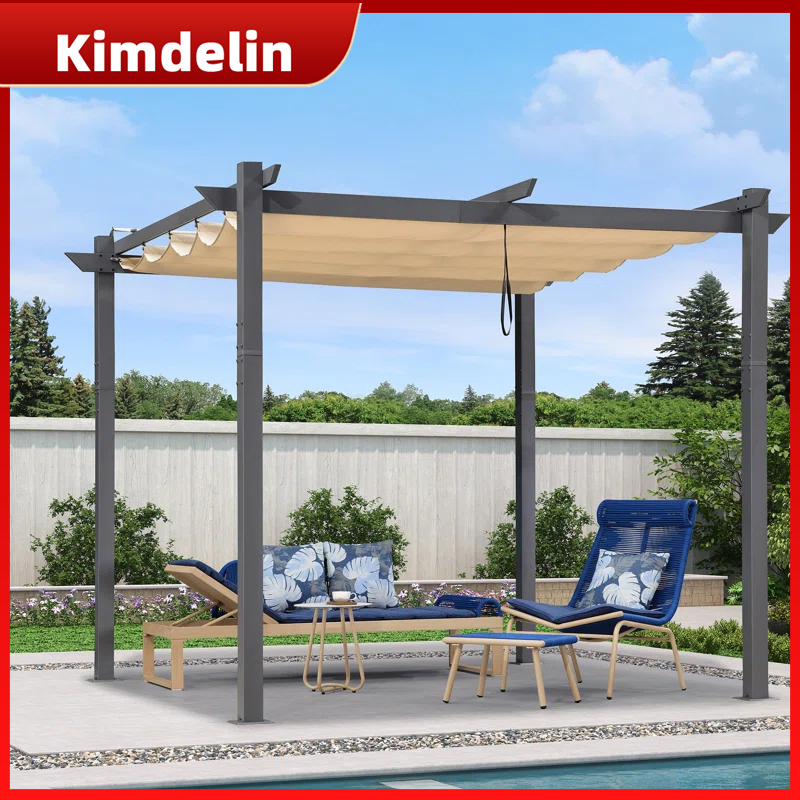 KIMDELIN ม่านบังแดดกลางแจ้ง อลูมิเนียมอัลลอยด์ สลัด ผ่อนคลายเต็นท์ 3 เมตร X 4 เมตร