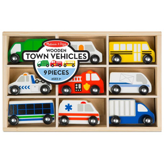 [9ชิ้น] รุ่น 3170 ชุดรถของเมือง Utility Vehicles รถของเล่น Melissa &amp; Doug Wooden Town Vehicles รีวิวดีใน Amazon USA พร้อมกล่องไม้ อย่างดี มาลิซ่า 2 ขวบ