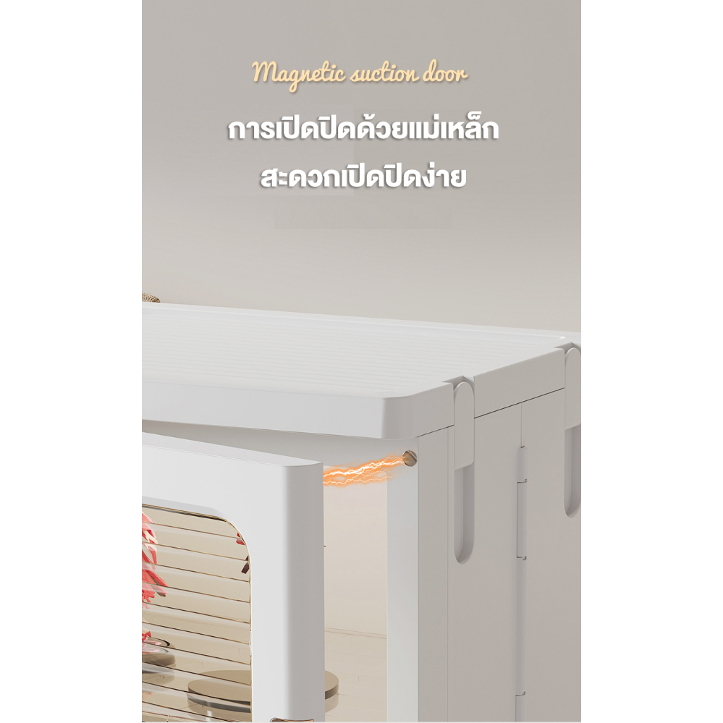 ตู้เก็บของพับได้ Jumper ตู้เก็บของ ชั้นเก็บของ บานพับโปรงใส มีแม่เหล็กปิด-ล้อเลื่อน รับน้ำหนักได้มาก รูปที่ 3