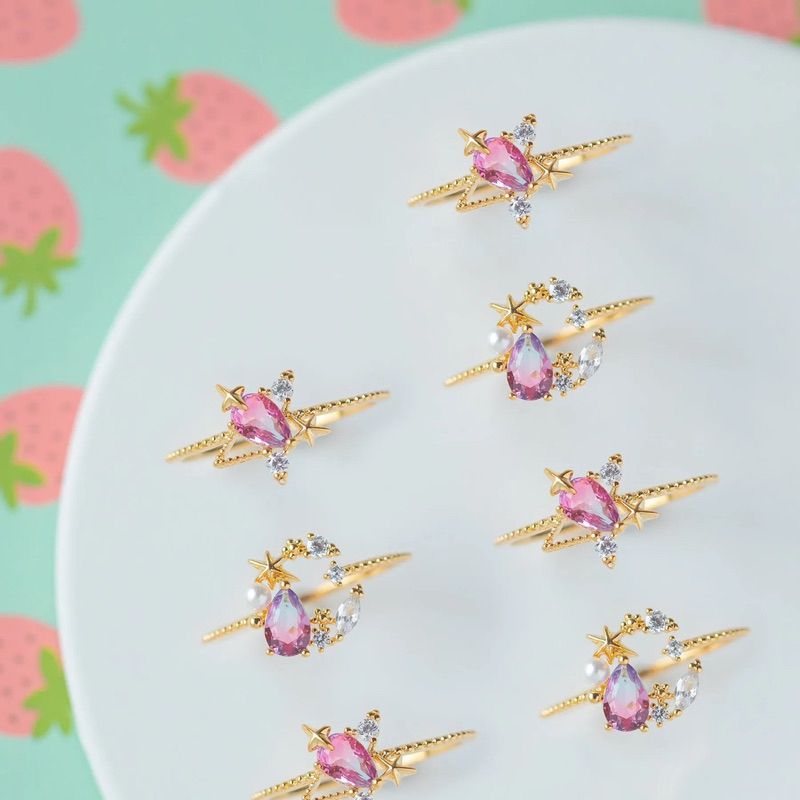 แหวนทองเหลืองชุบทอง 18k moon & star size7