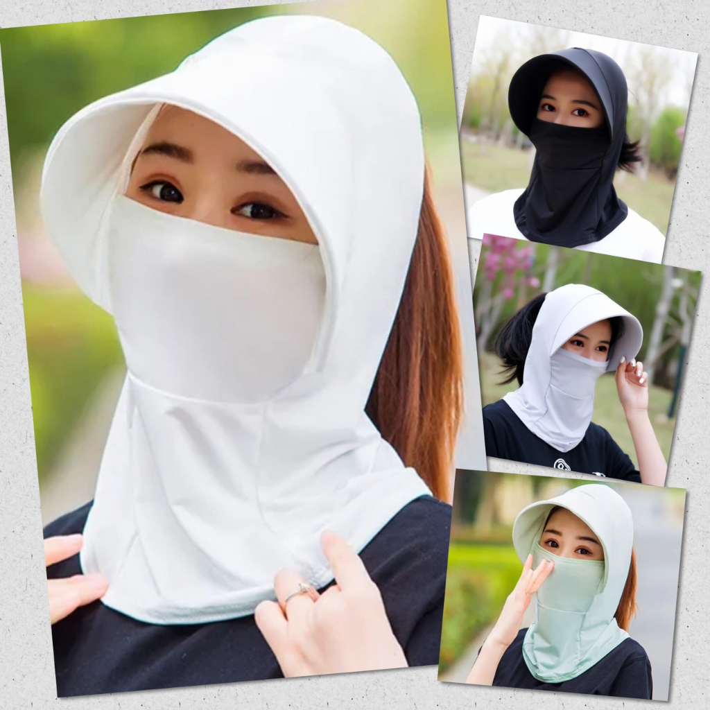 🌈 โม่ง หมวก กันแดด โม่งคลุมหัว รุ่นผ้าลื่น แบบมีหมวกบังแสง ผ้าลดอุณหภูมิ ใส่แล้วเย็น หมวกโม่ง กันแดด UV กันฝุ่น 🌈