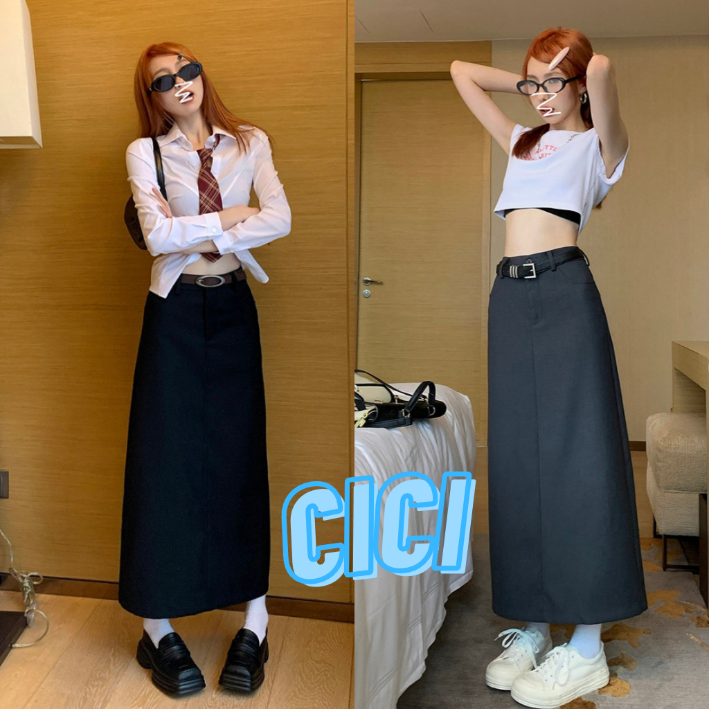 Cici(NO.2329)กระโปรงยาว ทรงสลิมเก๋ๆ สไตล์ฝรั่งเศสสุดๆ