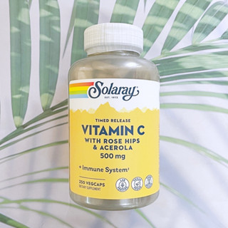 80% OFF ราคา Sale!!! EXP: 07/23 วิตามินซี Timed Release Vitamin C 500 mg with Rose Hips and Acerola 250 VegCaps (Solary)