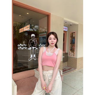 Chiffon summer top เสื้อตาข่าย ทูโทน สีพาสเทล