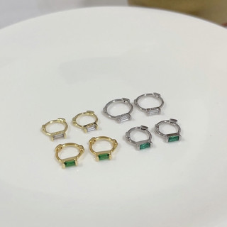 154-littlegirl gifts-White,Green diamond Earclip s925(ขนาด 10mm*0.8mm)