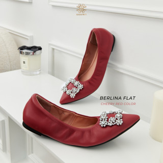 รองเท้าหนังแกะแท้รุ่น Berlina Flat Cherry Red color (สีแดง)