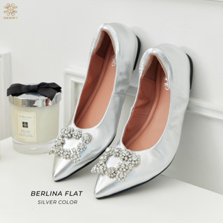 รองเท้าหนังแกะแท้รุ่น Berlina Flat Silver color (สีเงิน)