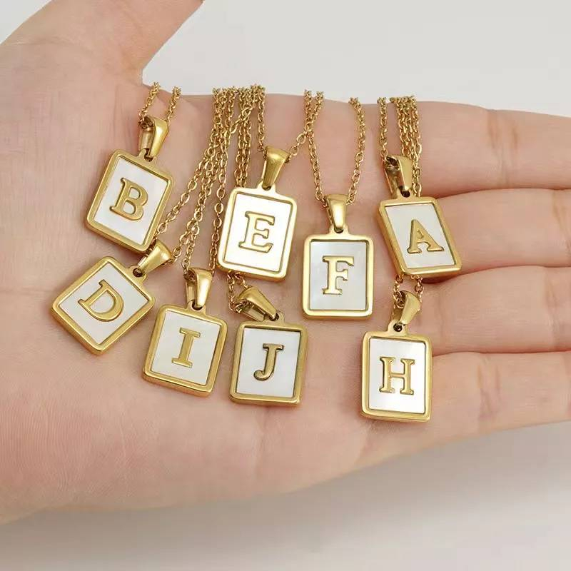 สร้อยคอจี้ตัวอักษรภาษาอังกฤษ A-Z ผู้หญิง สร้อยคอตัวอักษร โซ่ necklace สแตนเลส304 #L-0001