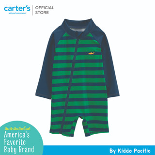 CARTERS 1PC SWIM GREENNAVY STRIPE คาร์เตอร์ชุดว่ายน้ำแขนยาวเด็กผู้ชาย สีเขียว น้ำเงิน ลายทาง  L10