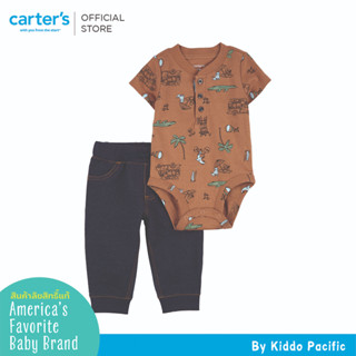 CARTERS BSPS BROWN BEACH PRINT คาร์เตอร์เสื้อผ้าชุดขายาวเด็กผู้ชาย ลายชายหาด เซท 2 ชิ้น L10