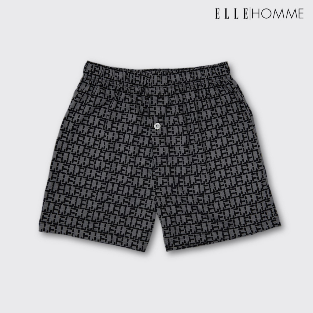 ELLE HOMME | Boxer กางเกงขาสั้นแบบลำลองใส่อยู่บ้าน สวมใส่สบาย แห้งเร็ว ไม่อึดอัด สีเทา (KHX9902)