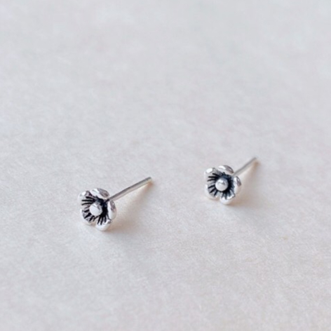 110-littlegirl gifts-Vintage flower stud earrings s925