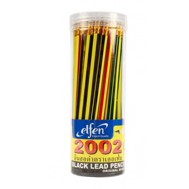 ELFEN ดินสอ ดินสอไม้ ดินสอดำ เอลเฟ่น รุ่น 2002 ความเข้ม HB (กระปุก 50 แท่ง)