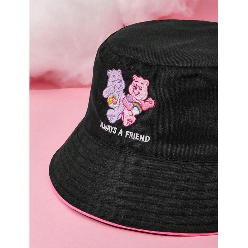 สินค้าใหม่❤️ พร้อมส่ง  หมวก Bucket hat รุ่นใส่ได้ 2 ด้าน Care Bears แคร์แบร์ของแท้พร้อมป้ายห้อย สีดำ น่ารักมากๆ