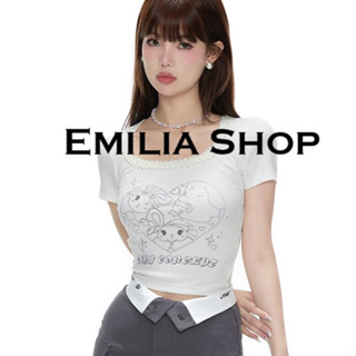 EMILIA SHOP  เสื้อยืด เสื้อครอป เสื้อผ้าแฟชั่นผู้หญิง สไตล์เกาหลี 2023 ใหม่  พิเศษ ทันสมัย Unique Beautiful A29J0ZP 36Z230909