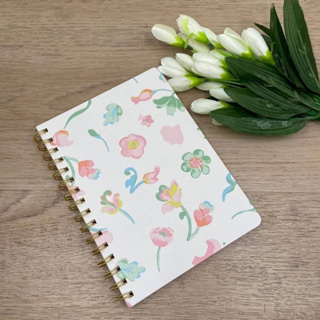 สมุดบันทึก SPIRAL NOTEBOOK WITH DREAMY LAND FLORAL PRINT (COACH C9698) สีขาว ลายดอกไม้ 6 นิ้ว