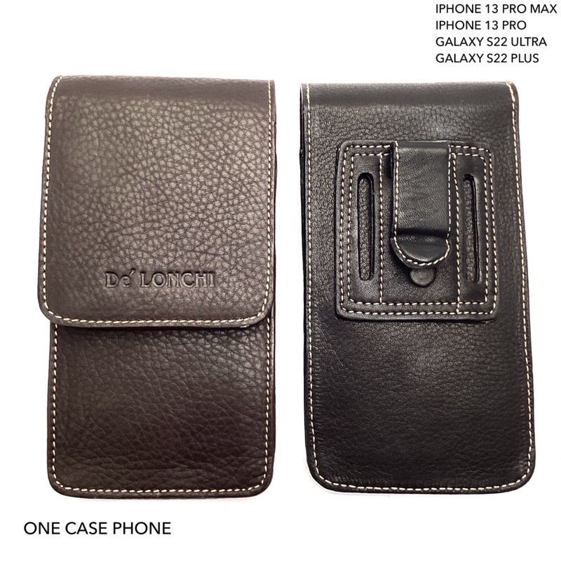 Delonchi ซองหนังแท้ ใส่โทรศัพท์ มือถือ รุ่นP-27 กระเป๋าเหน็บเอวติดเข็มขัด หนังวัว100%