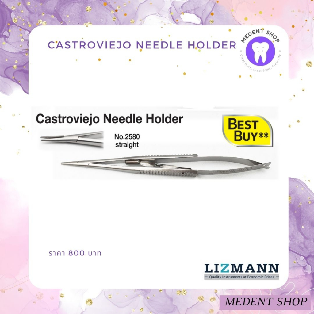 ( ยี่ห้อ Lizmann ) Castroviejo Needle Holder