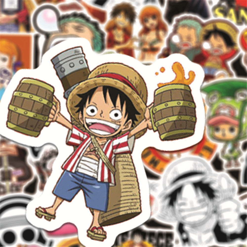 พร้อมส่ง New ลายการ์ตูนอะนิเมะ วันพีซ Onepiece กันน้ำ สติ๊กเกอร์ ใช้ซ้ำได้ กระโปรงหลังรถ วันพีซ sticker 50pcs