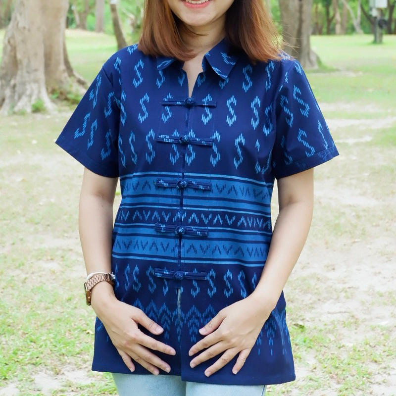 เสื้อหม้อฮ่อมคอปกลายขอ สินค้าใหม่ ลายสวยใส่สบาย ใส่ทุกเทศกาล