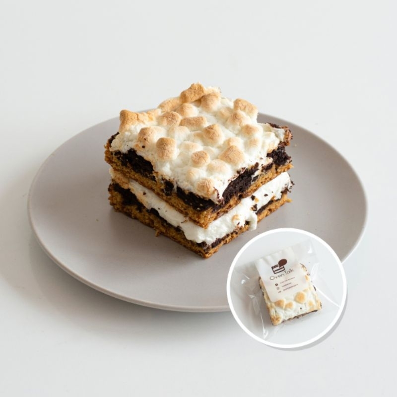 S'mores Brookie บรู้กกี้มาร์ชเมลโล่ นุ่มยืด ขนาด 3x3 นิ้ว | Oven Talk