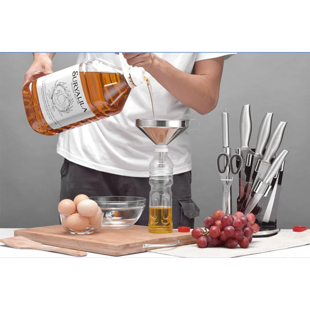 HOMEBERG กรวยกรอกน้ำ ใหญ่ กรวย กรวยสแตนเลส ที่กรอกน้ำ กรวยพลาสติก กรวยใส่อาหาร กรวยกรอกอาหาร funnel kitchen accessories - รูปที่ 3