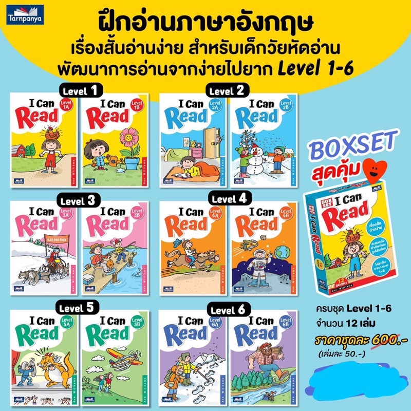 (ใช้โค้ดรับcoinคืน10%ได้) พร้อมส่ง หนังสือหัดอ่านภาษาอังกฤษ  I Can Read Level 1-6 (12 Books) เนื้อหาหลากหลาย ทั้งนิทาน