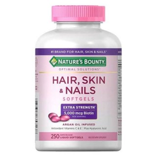 Natures Bounty Hair, Skin and Nails, 250 Softgels Multivitamin 5000 mcg Biotin